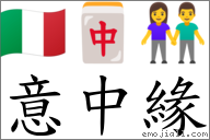 意中緣 對應Emoji 🇮🇹 🀄 👫  的對照PNG圖片