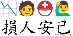 損人安己 對應Emoji 📉 🧑 ⛑ 🙋‍♂️  的對照PNG圖片