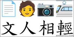 文人相輕 對應Emoji 📄 🧑 📷 🚈  的對照PNG圖片