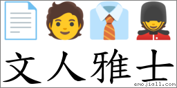 文人雅士 對應Emoji 📄 🧑 👔 💂  的對照PNG圖片