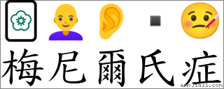 梅尼爾氏症 對應Emoji 🀢 👩‍🦲 👂  🤒  的對照PNG圖片