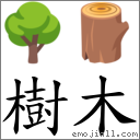 樹木 對應Emoji 🌳 🪵  的對照PNG圖片