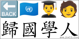 归国学人 对应Emoji 🔙 🇺🇳 👨‍🎓 🧑  的对照PNG图片