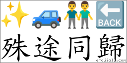 殊途同歸 對應Emoji ✨ 🚙 👬 🔙  的對照PNG圖片