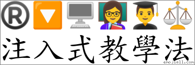 注入式教學法 對應Emoji ® 🔽 🖥 👩‍🏫 👨‍🎓 ⚖  的對照PNG圖片