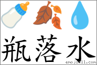 瓶落水 對應Emoji 🍼 🍂 💧  的對照PNG圖片