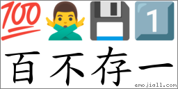 百不存一 對應Emoji 💯 🙅‍♂️ 💾 1️⃣  的對照PNG圖片