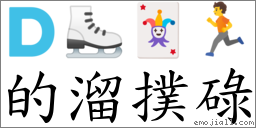 的溜撲碌 對應Emoji 🇩 ⛸ 🃏 🏃  的對照PNG圖片