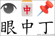 眼中丁 對應Emoji 👁 🀄 📌  的對照PNG圖片