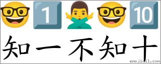 知一不知十 对应Emoji 🤓 1️⃣ 🙅‍♂️ 🤓 🔟  的对照PNG图片