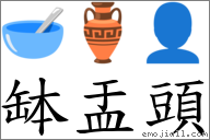 缽盂頭 對應Emoji 🥣 🏺 👤  的對照PNG圖片