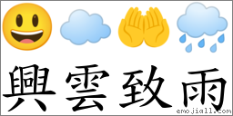 興雲致雨 對應Emoji 😃 ☁️ 🤲 🌧  的對照PNG圖片