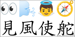 见风使舵 对应Emoji 👀 🌬 👼 🧭  的对照PNG图片