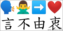 言不由衷 对应Emoji 🗣 🙅‍♂️ ➡ ❤  的对照PNG图片