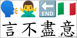 言不盡意 對應Emoji 🗣 🙅‍♂️ 🔚 🇮🇹  的對照PNG圖片