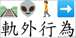 軌外行為 對應Emoji 🛤 👽 🚶 ➡  的對照PNG圖片