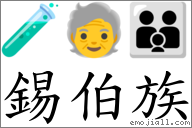 錫伯族 對應Emoji 🧪 🧓 👪  的對照PNG圖片