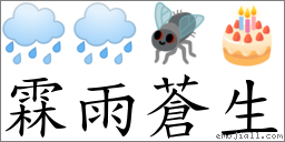 霖雨蒼生 對應Emoji 🌧 🌧 🪰 🎂  的對照PNG圖片