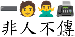 非人不傳 對應Emoji ➖ 🧑 🙅‍♂️ 📠  的對照PNG圖片