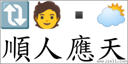 顺人应天 对应Emoji 🔃 🧑  🌥  的对照PNG图片