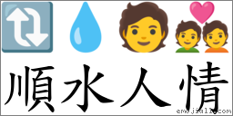 顺水人情 对应Emoji 🔃 💧 🧑 💑  的对照PNG图片