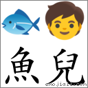 鱼儿 对应Emoji 🐟 🧒  的对照PNG图片