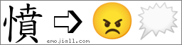 Emoji: 😠🗯, Text: 愤
