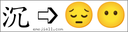 Emoji: 😔😶, Text: 沉