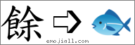 Emoji: 🐟, Text: 餘