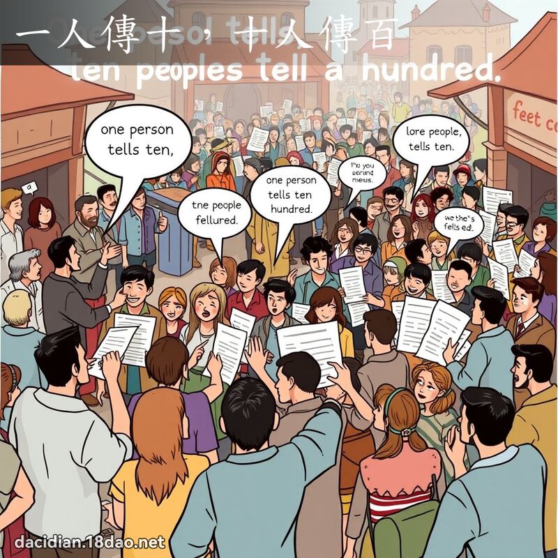 一人傳十，十人傳百 - 國語大辭典配圖