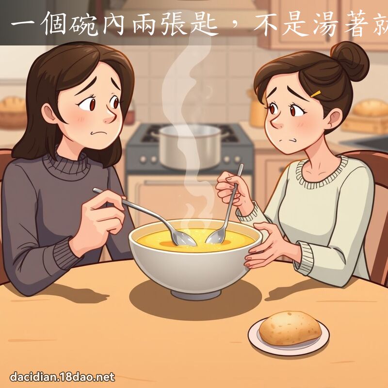 一個碗內兩張匙,不是湯著就抹著 - 國語大辭典配圖