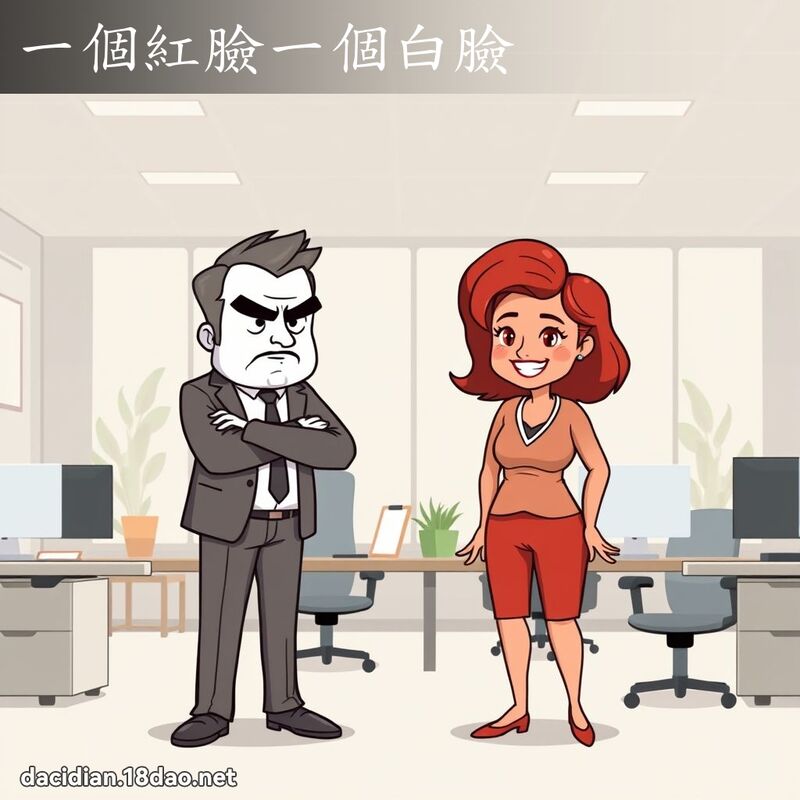 一個紅臉一個白臉 - 國語大辭典配圖