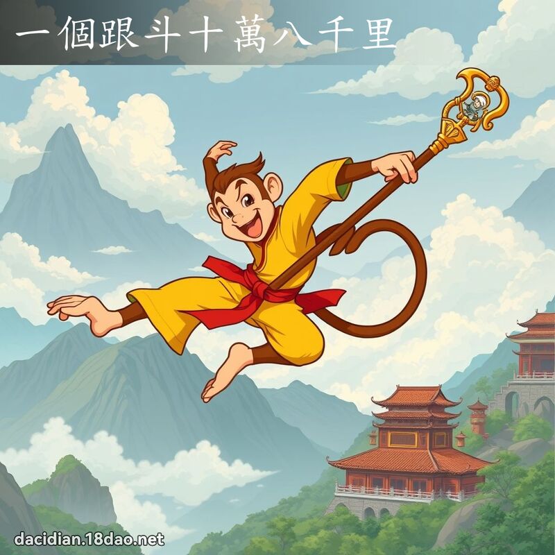 一個跟斗十萬八千里 - 國語大辭典配圖