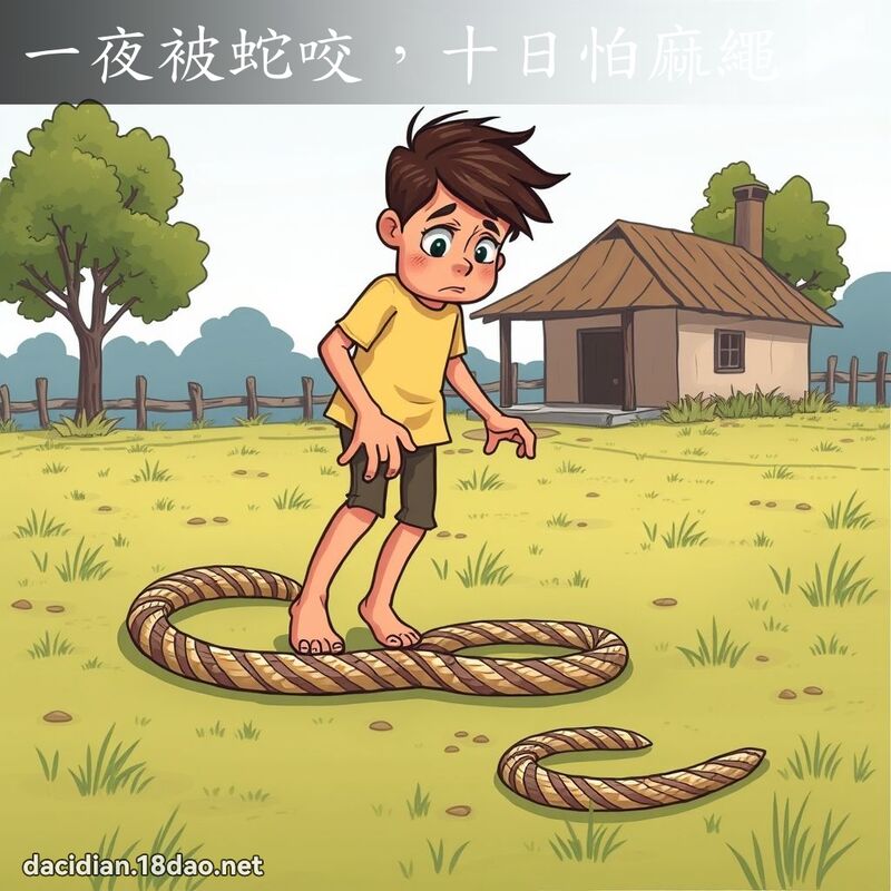 一夜被蛇咬,十日怕麻繩 - 國語大辭典配圖