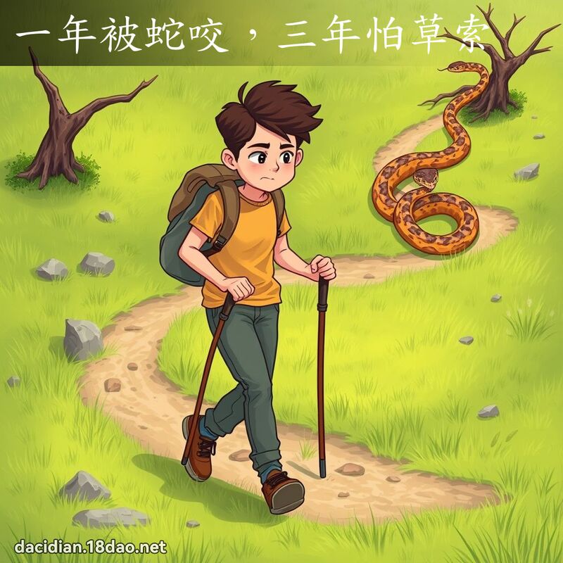 一年被蛇咬，三年怕草索 - 国语大辞典配图
