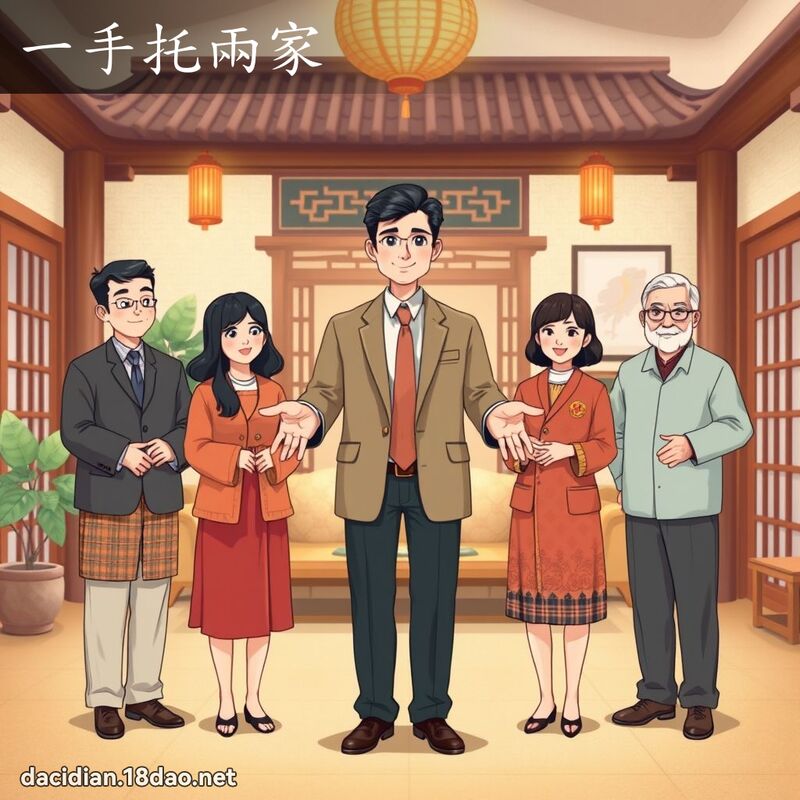 一手托兩家 - 國語大辭典配圖
