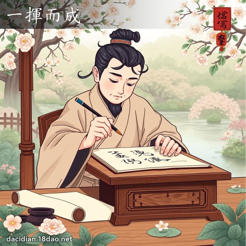 一揮而成 - 國語大辭典配圖