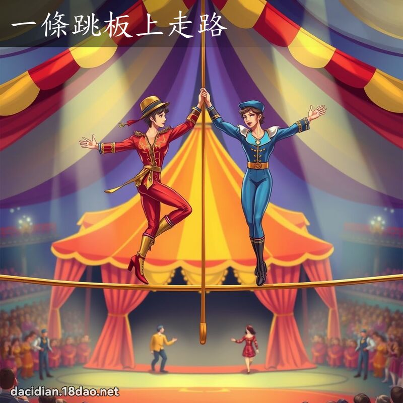 一條跳板上走路 - 國語大辭典配圖
