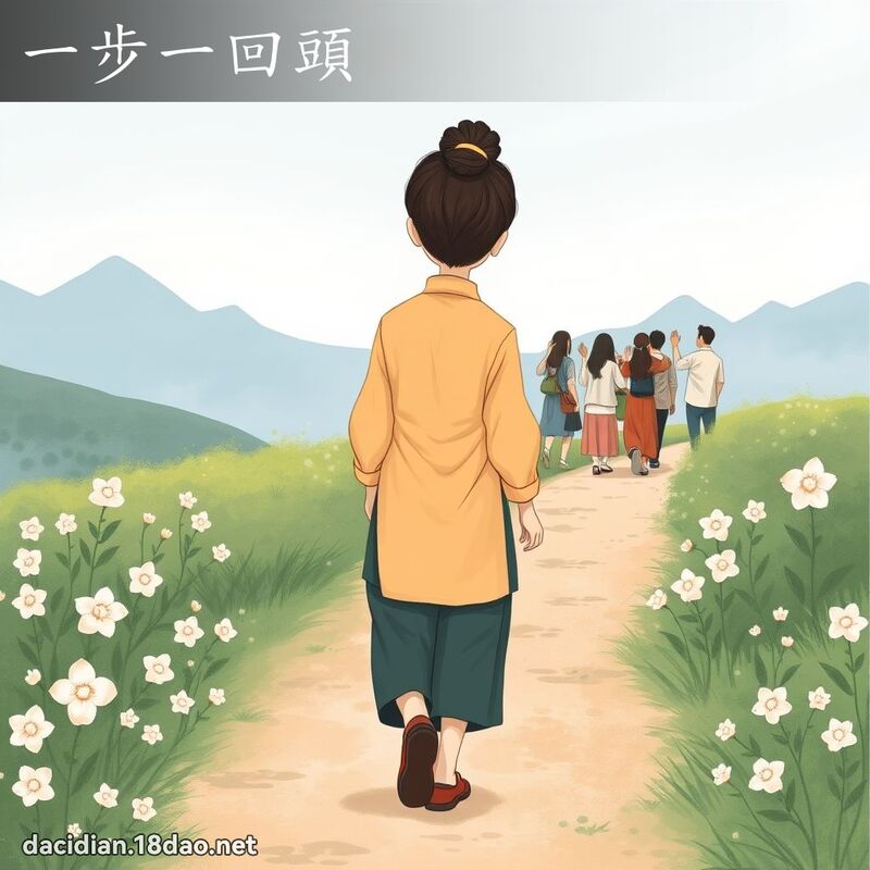 一步一回頭 - 國語大辭典配圖