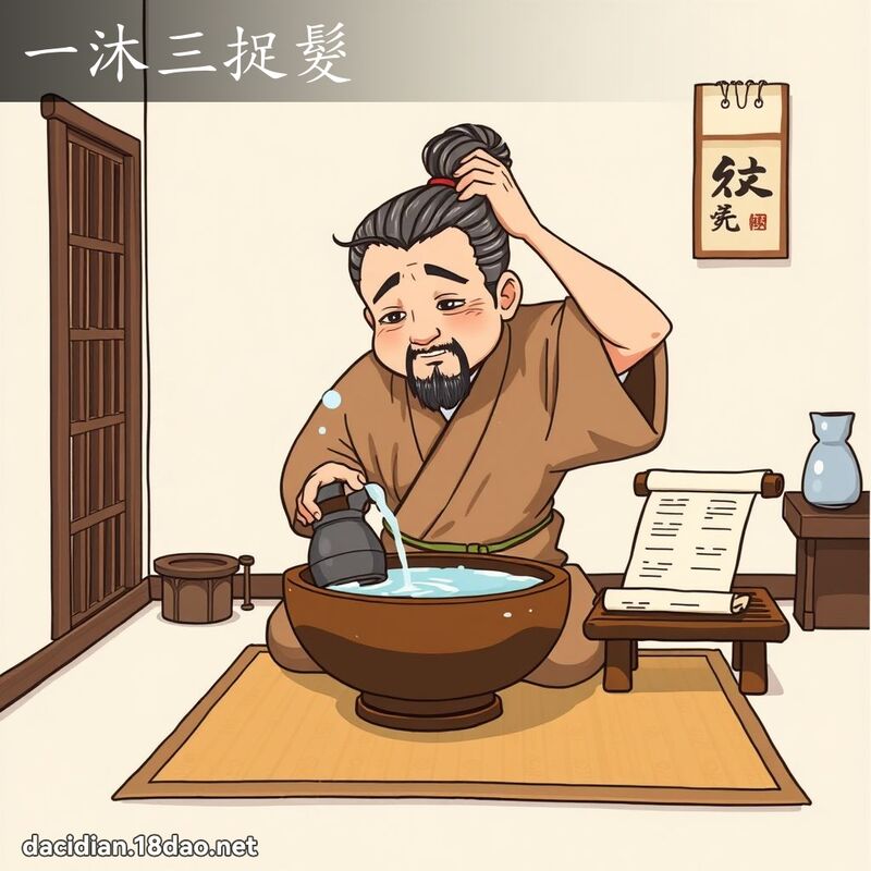 一沐三捉髮 - 國語大辭典配圖