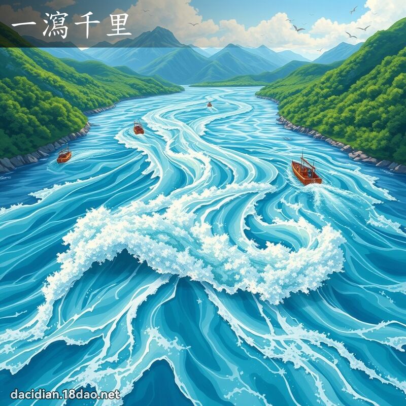 一瀉千里 - 國語大辭典配圖