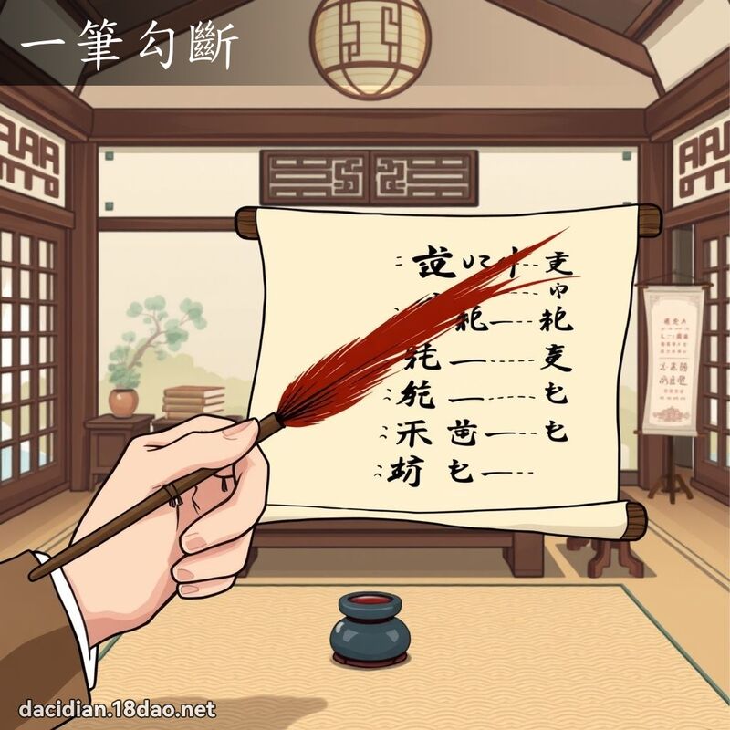 一筆勾斷 - 國語大辭典配圖