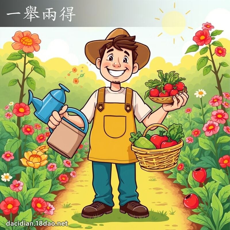 一舉兩得 - 國語大辭典配圖