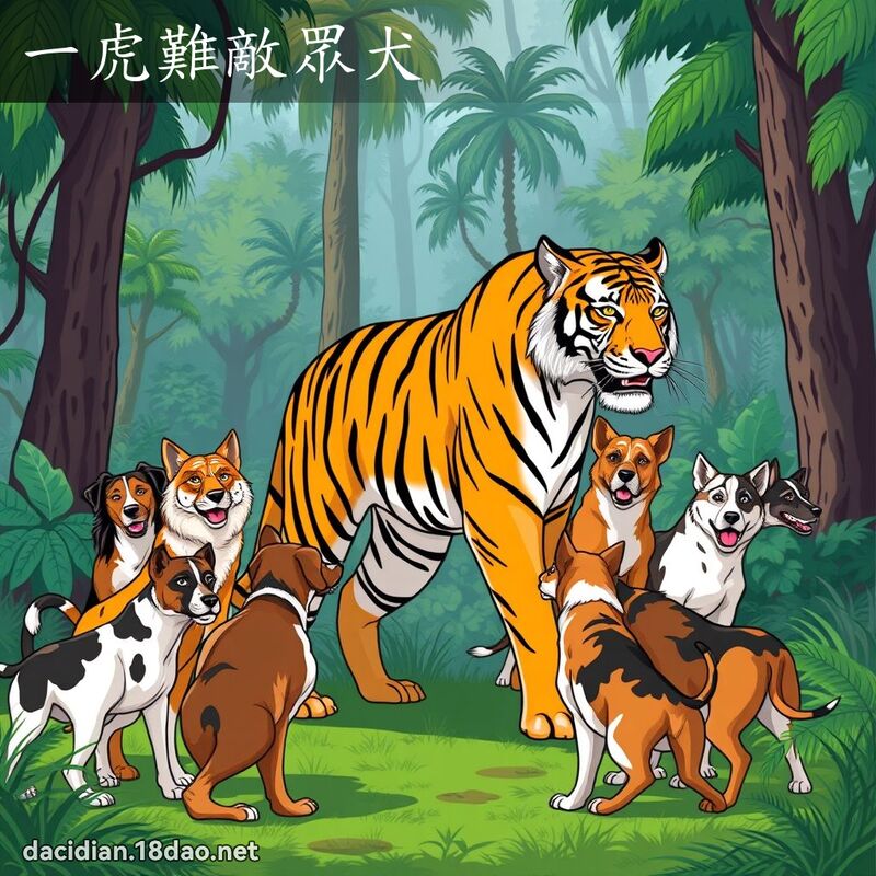 一虎難敵眾犬 - 國語大辭典配圖