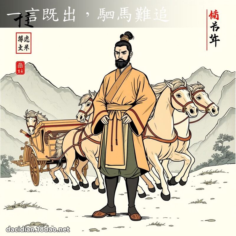 一言既出，駟马难追 - 国语大辞典配图