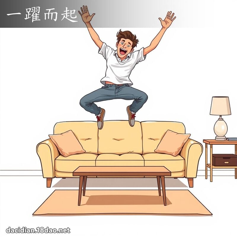 一跃而起 - 国语大辞典配图