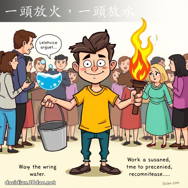 一头放火，一头放水 - 国语大辞典配图