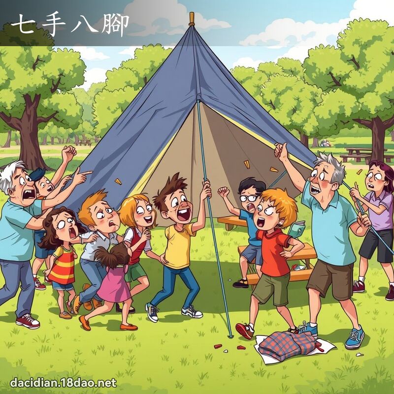 七手八脚 - 国语大辞典配图