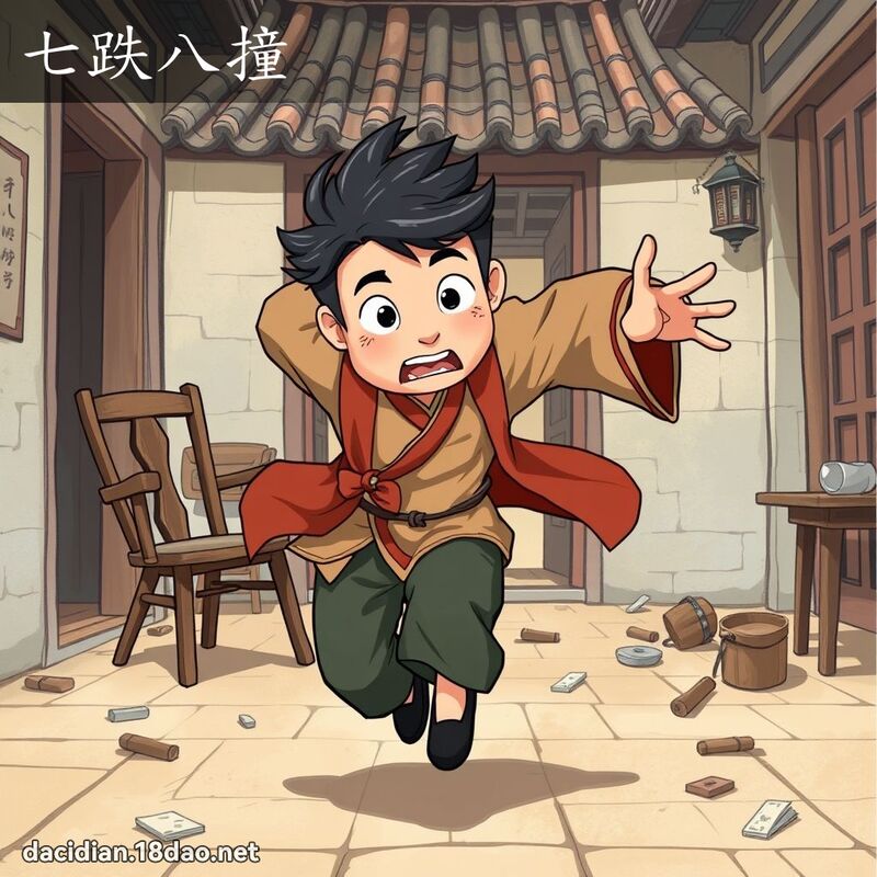 七跌八撞 - 国语大辞典配图