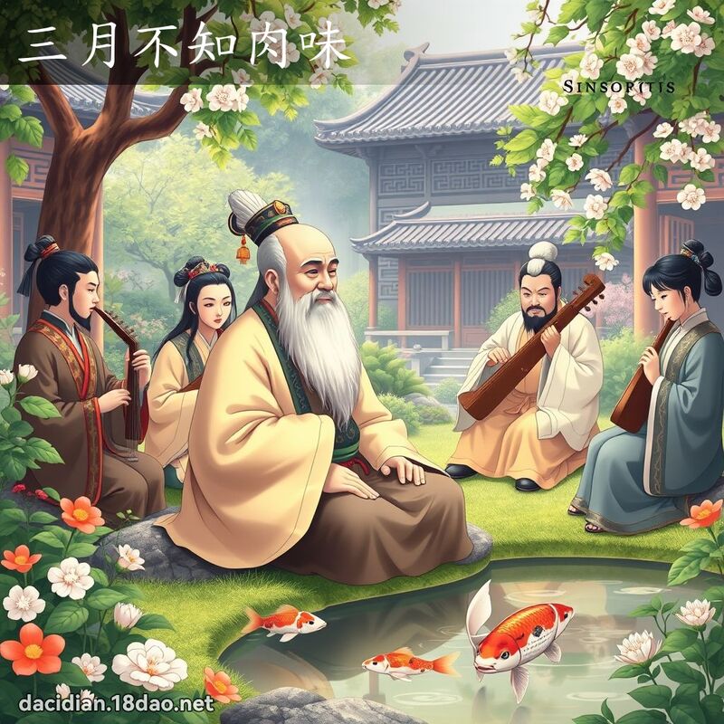 三月不知肉味 - 国语大辞典配图